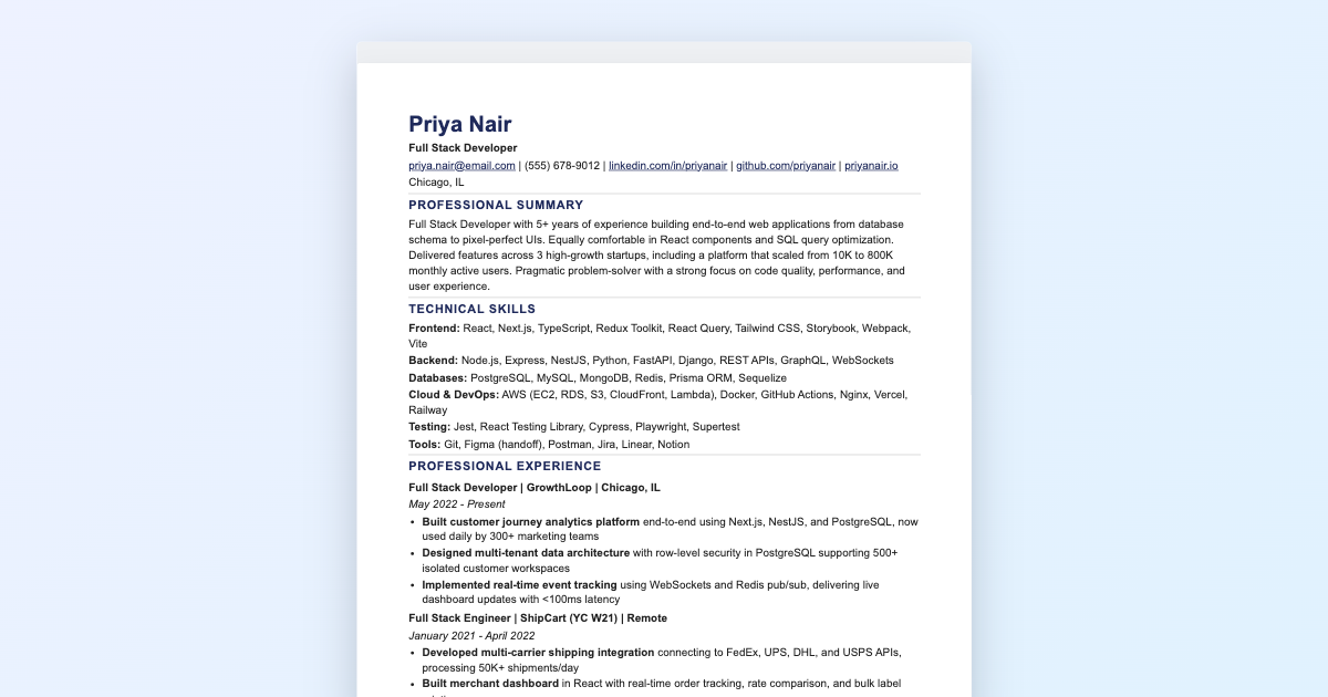 Compact Single-Column Google Docs Resume Template — Free | Markdown Resume