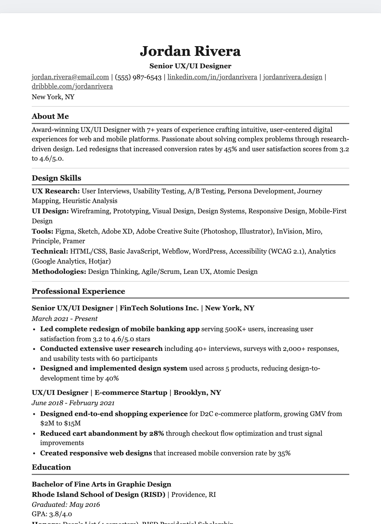 Elegant Serif Centered resume template preview