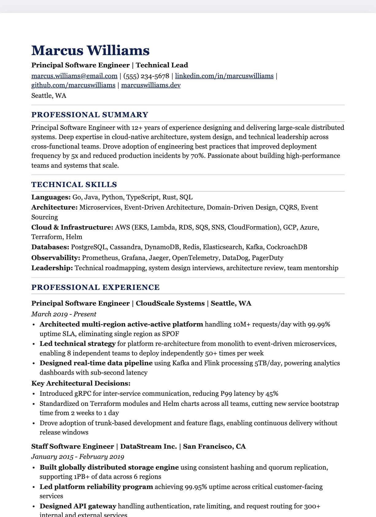 Executive Bold resume template preview