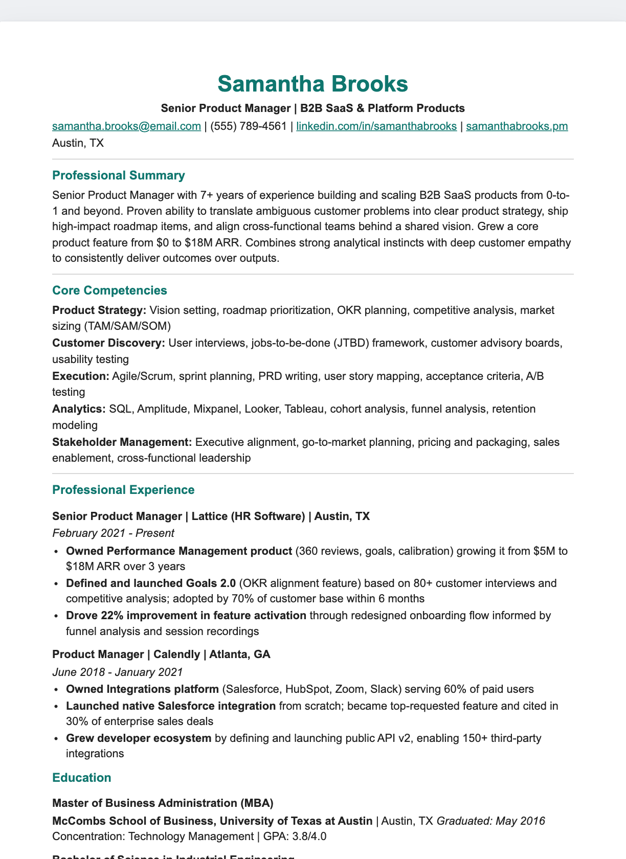 Modern Centered resume template preview