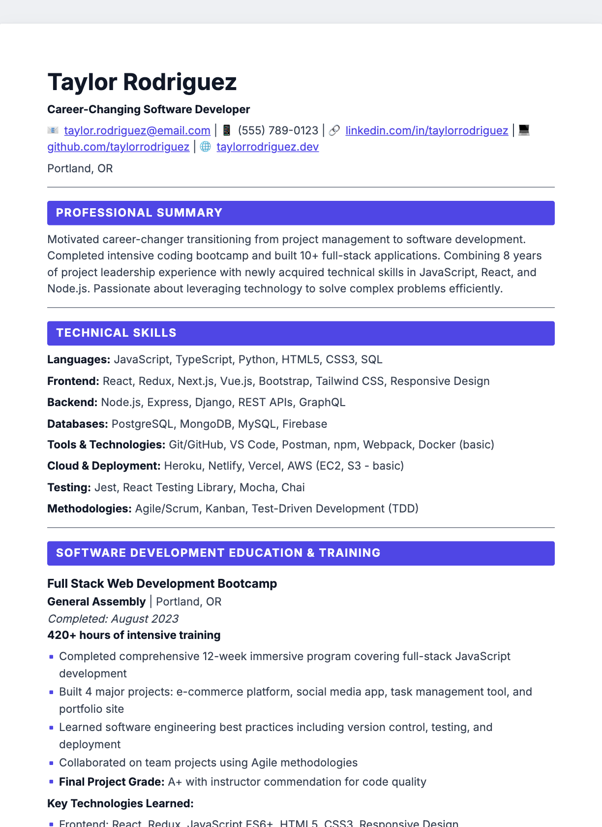 Accent Bar resume template preview