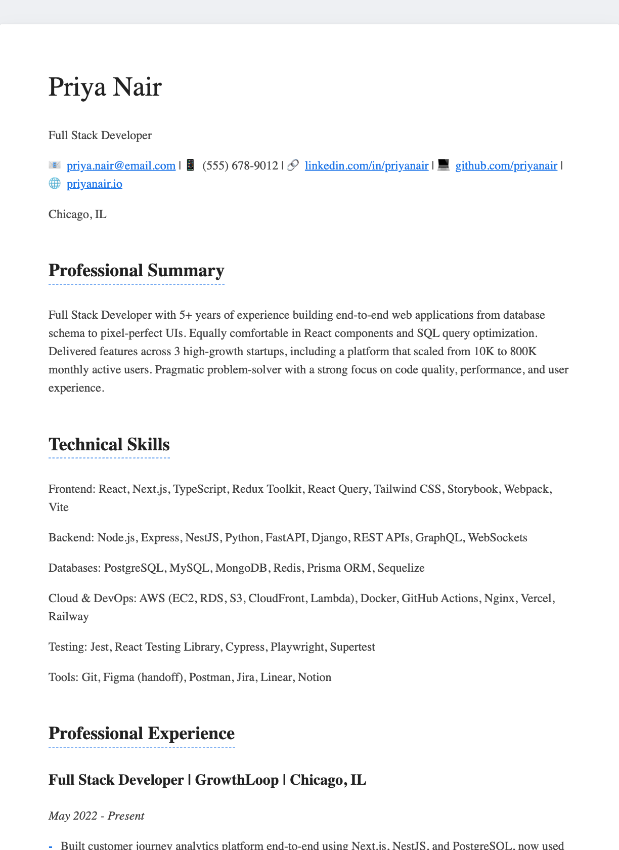 Modern Two-Tone resume template preview