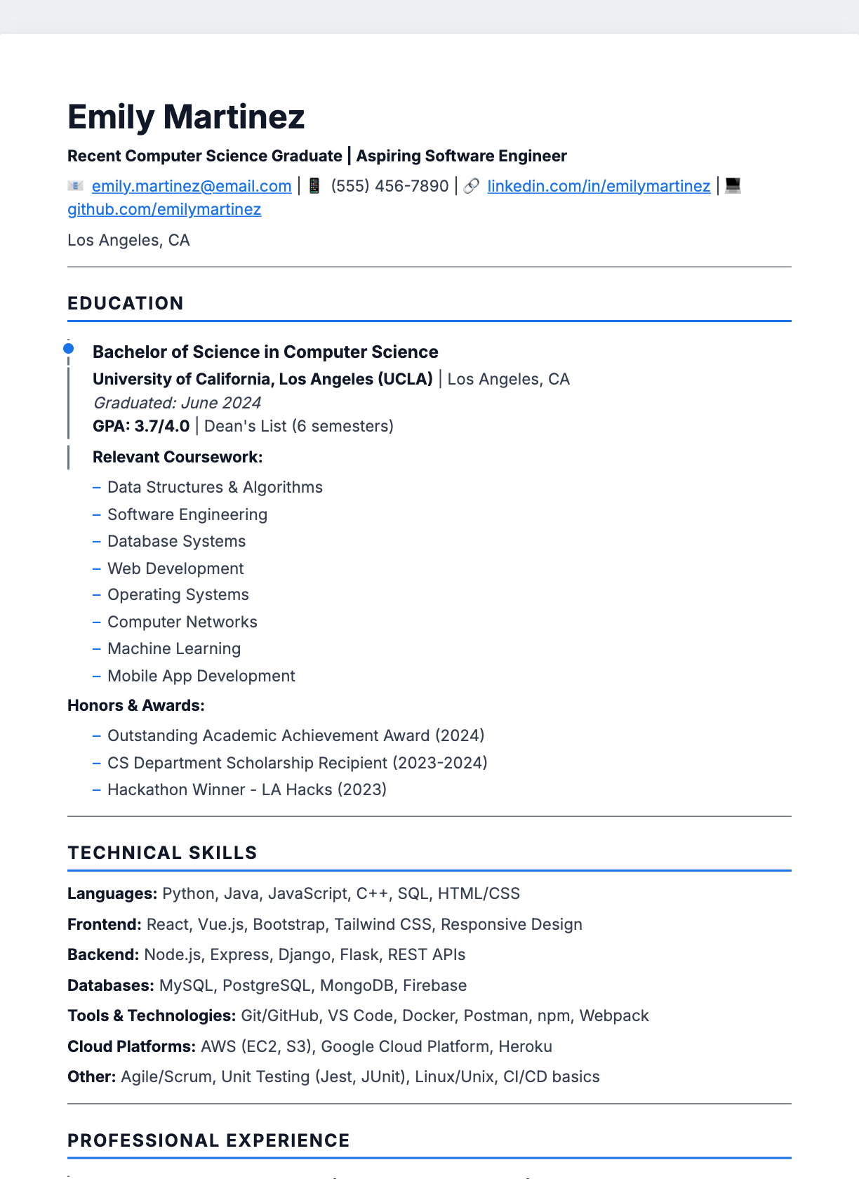 Timeline resume template preview